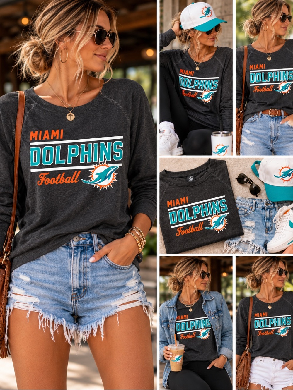 Miami Dolphins Graphic Crewneck Sweater - Black
